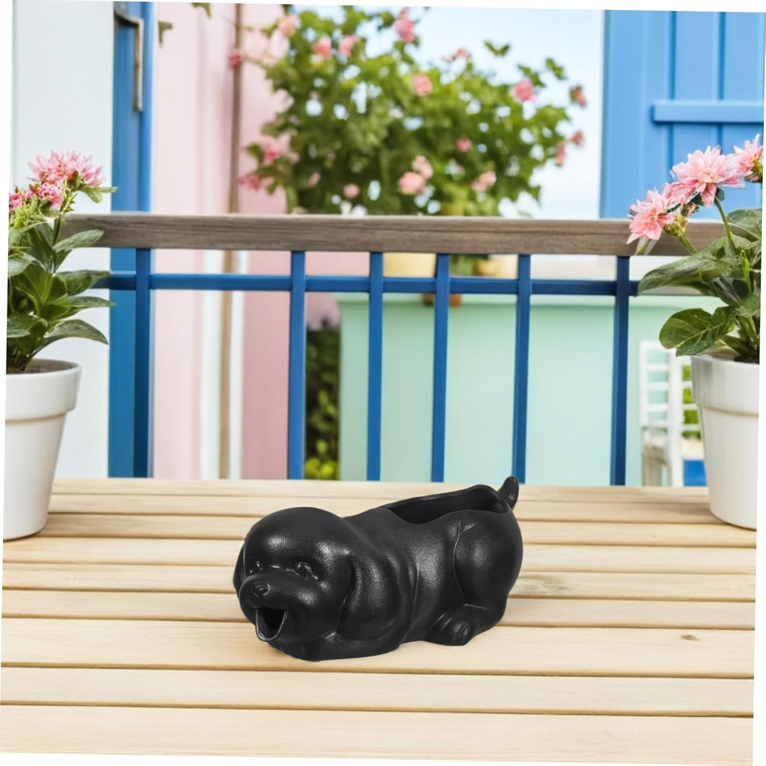BESPORTBLE Ceramic Puppy Fountain Spitter for Outdoor Garden with Ancient Swamp Filtration Interactive Aquarium Decor Encouraging Fish Activity Water Purification Planter for Indoor And