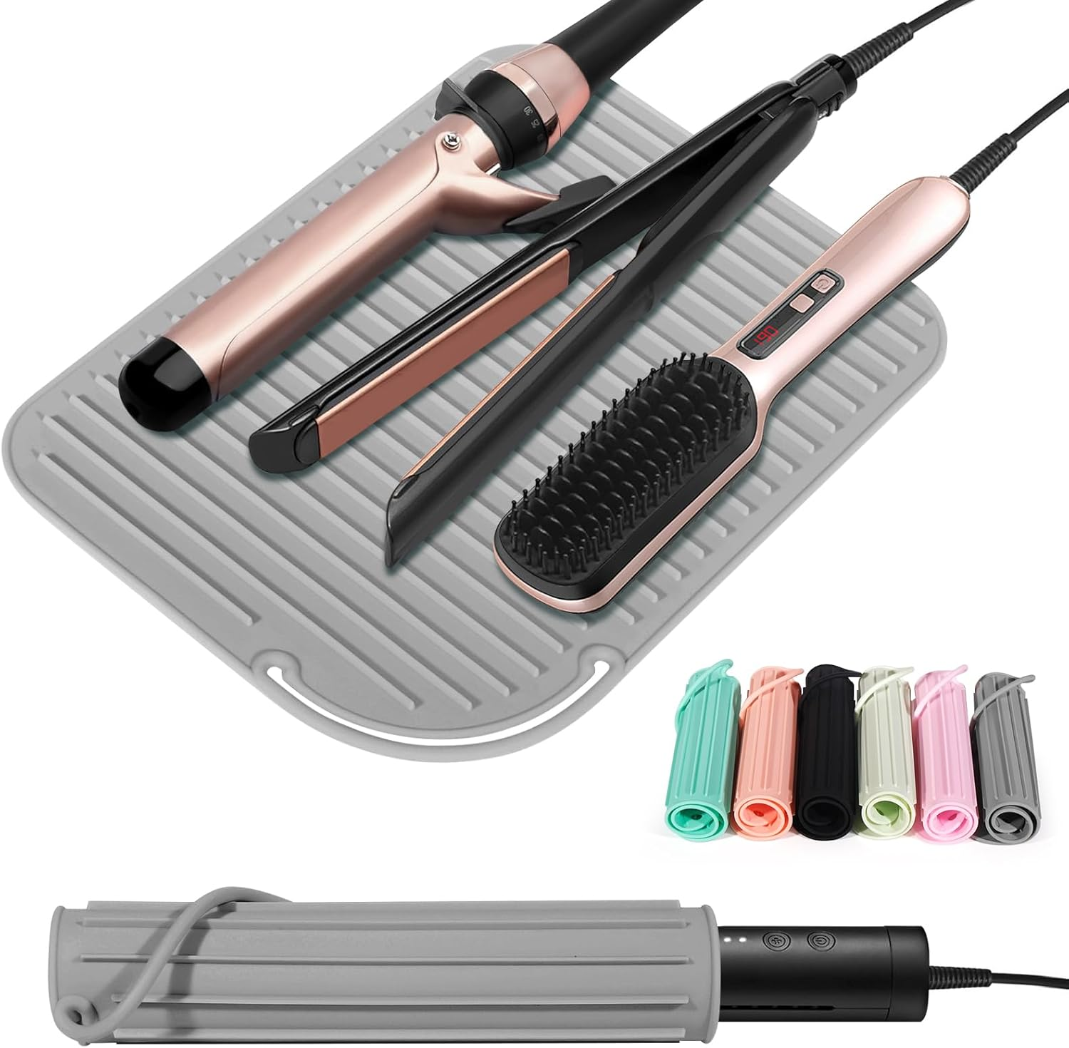 Quccefods Hairdressing Tools Silicone Heat Resistant Mat for Curling Irons, Hair Straighteners, Hair Styling Tools and Flat Irons image number 7