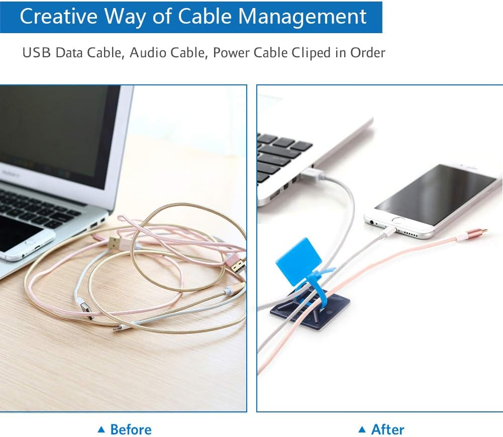 Self Adhesive Cable Tie Mounts - 3M Strongly Adhesive-Backed Zip Tie Base Holders for Home, Office Cable Wire Management(21Mm X 21Mm, White, 100Pack)