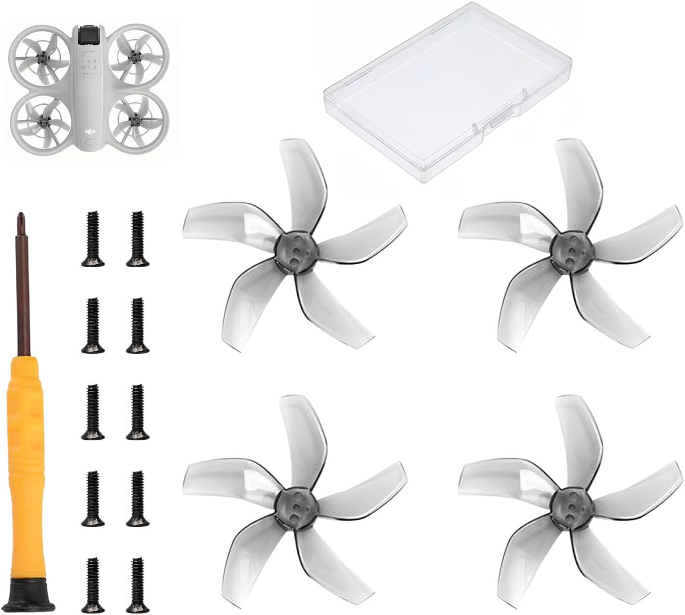2 Pairs Low Noise Propellers Compatible with DJI NEO, Propeller Quiet for DJI NEO, Safe Multicoloured Available Low Noise Quick Release Robust Drone Accessories, Propeller Replacement Wings, Grey image number 2
