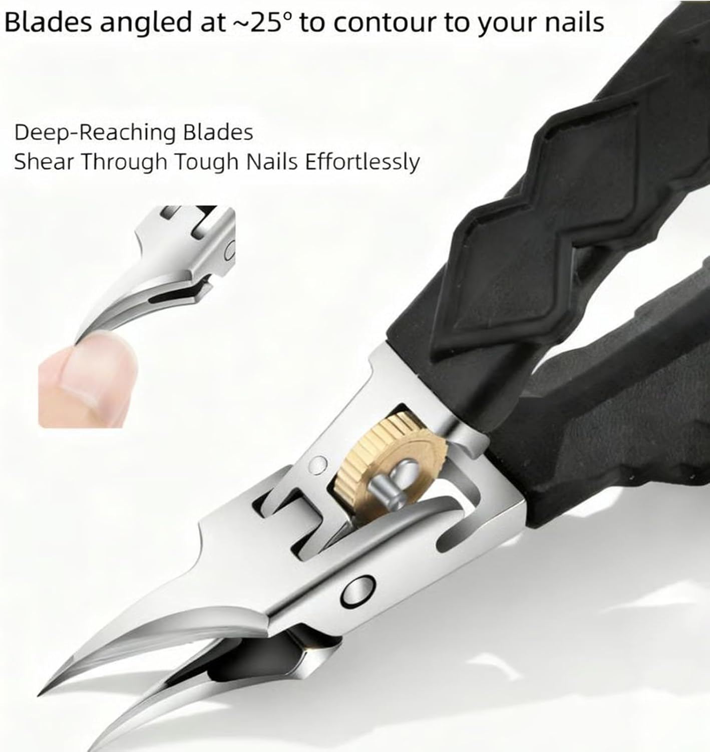 Black Anti-Slip Grip Gear Lock Nail Clipper Set with for Precise Access to Nail Grooves (2) image number 5