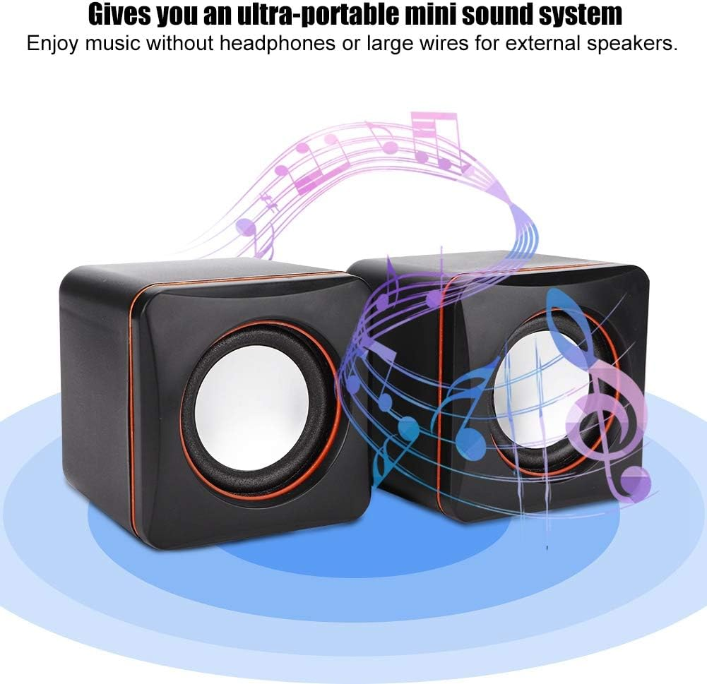 Mini Black Lightweight USB Speaker, Plastic Desktop Speaker, Computer for Home for Laptop Office(Dual Channel)