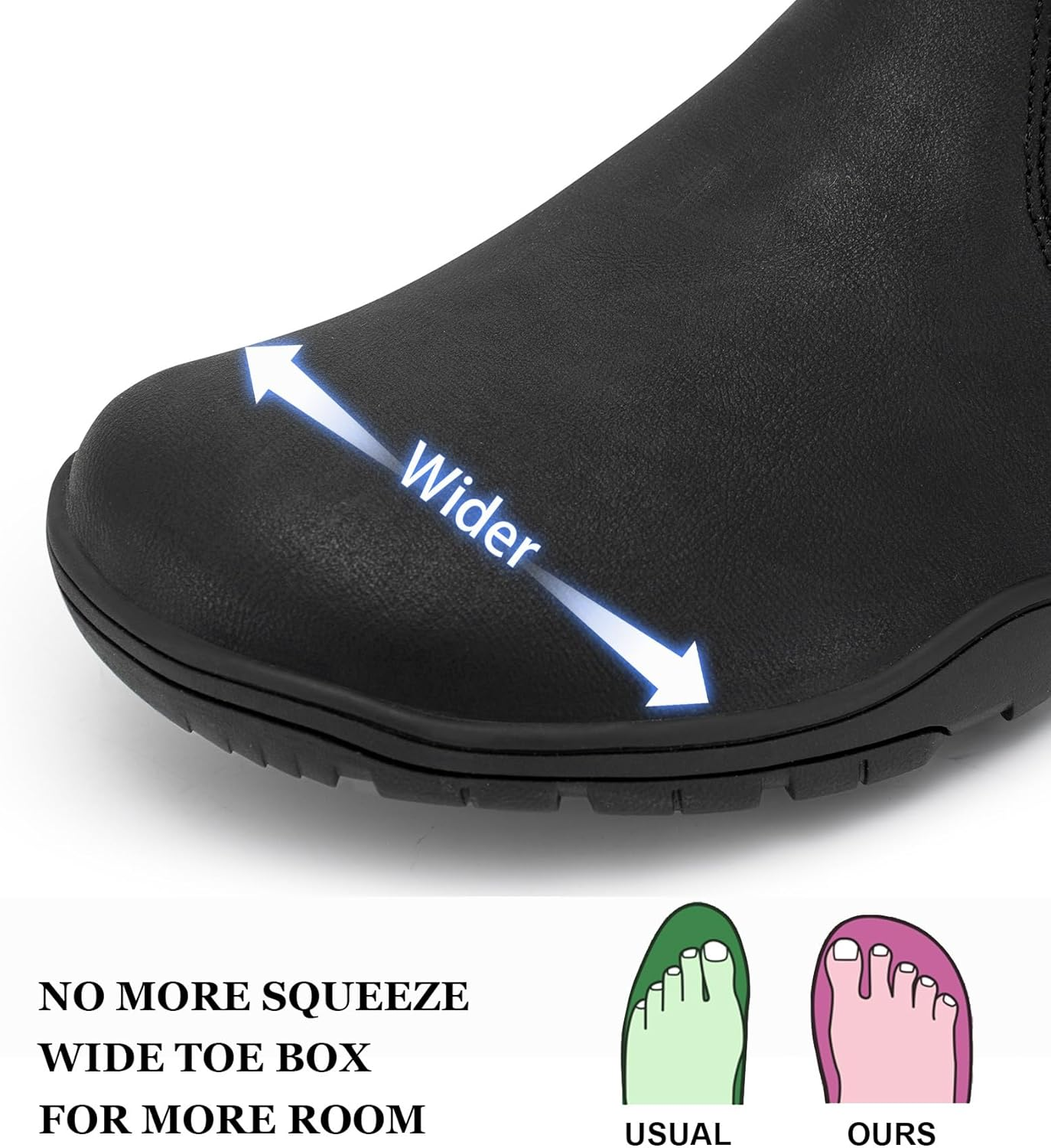 FEFELUIS Chelsea Barefoot Boot for Men- Wide Toe Box Zero Drop Slip on Minimalist Hi-Top Shoes image number 6