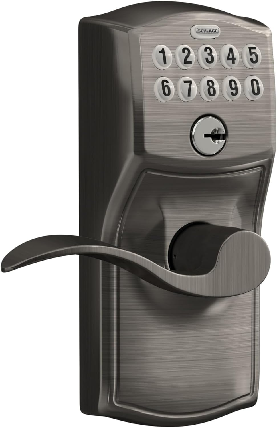 Schlage FE595 CAM 620 Acc Camelot Keypad Entry with Flex-Lock and Accent Levers, Antique Pewter image number 4
