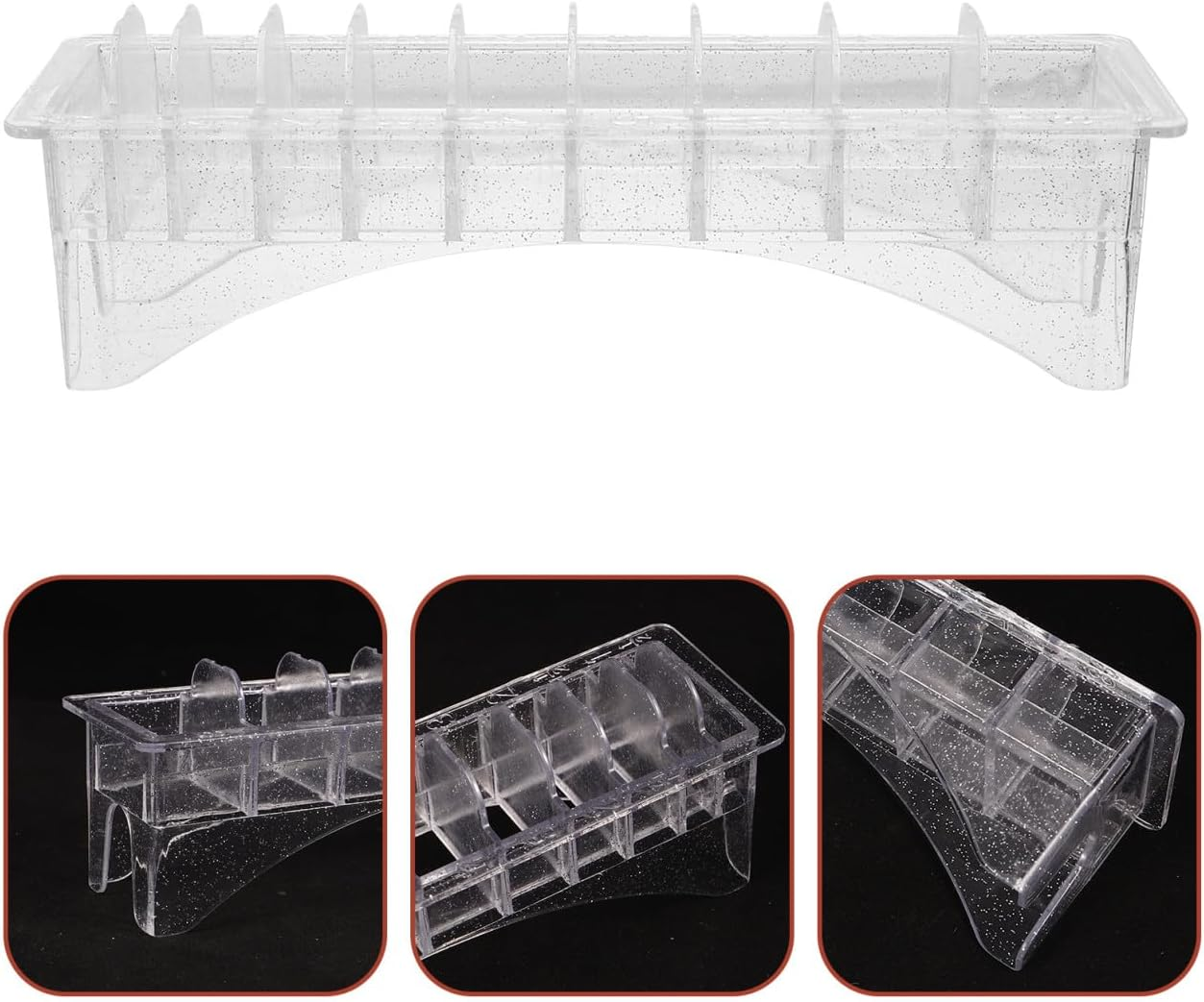 BUTIFULSIC Clipper Guard Holder with 10 Grids Plastic Storage Box, Universal Barber Clippers Organizer Case for Hair Trimmers, Hair Cutting Comb Tray for Professional Salon and Home Use image number 3