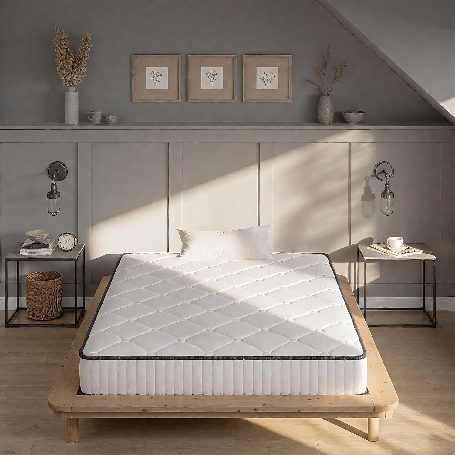 Dreamz Queen Mattress Knitted Fabric, 20Cm Thickness, with 5-Zone Pocket Spring System, High-Density Foam,Tight Top, Medium Firm Coil Bedding, Breathable Top, 15Yrs Warranty, White image number 2