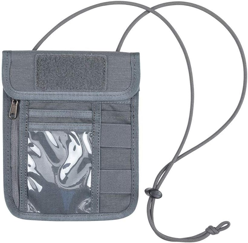 EXCELLENT ELITE SPANKER Passport Holder Neck Pouch RFID Blocking Travel Neck Wallet ID Card Organizer Pouch with Neck Lanyard, Black, Travel Wallet