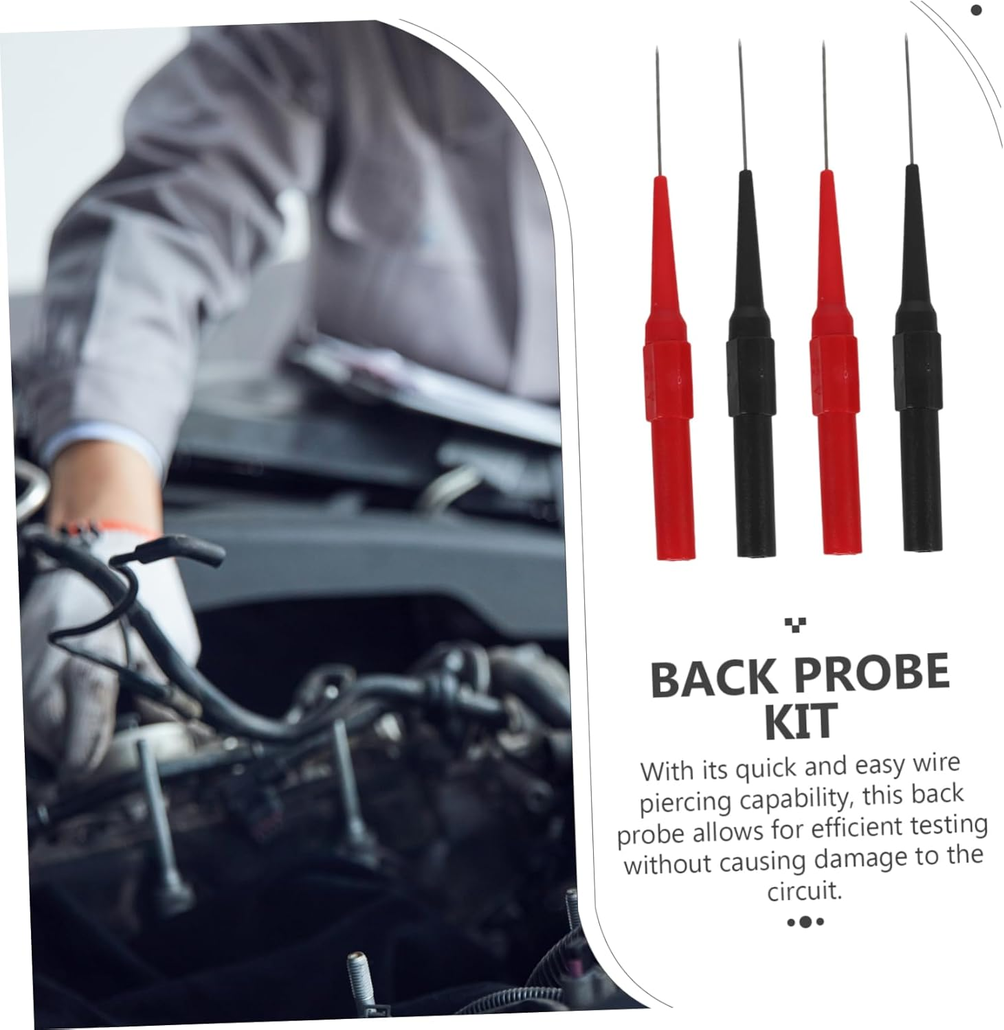 4Mm Automotive Circuit Test Needle Probes Multimeter Leads Back Probe Kit Pin Needle Insulation Tester 4Pcs for Car Electrical Wire Testing image number 5