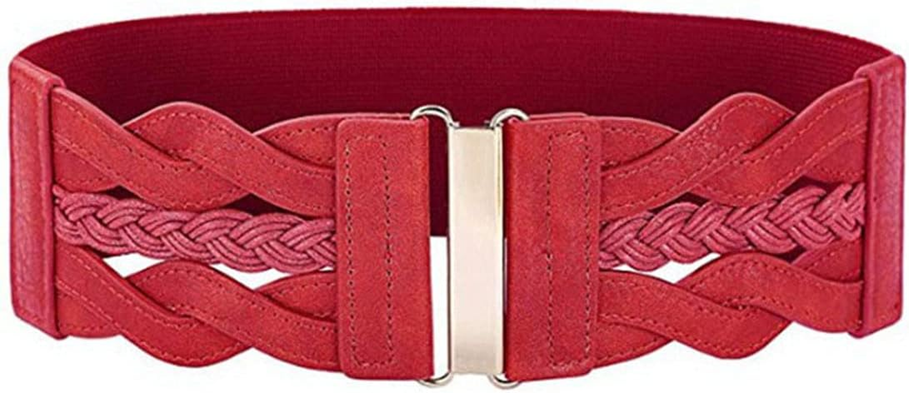 Retro Women'S Woven Wide Waist Belt Elastic Stretch Cinch Belts image number 2