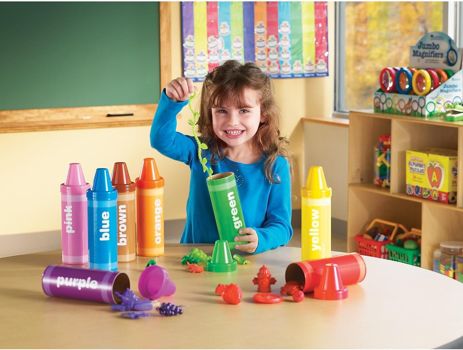 Learning Resources Rainbow Sorting Crayons, Early Recognition 56 Pieces, Ages 3+