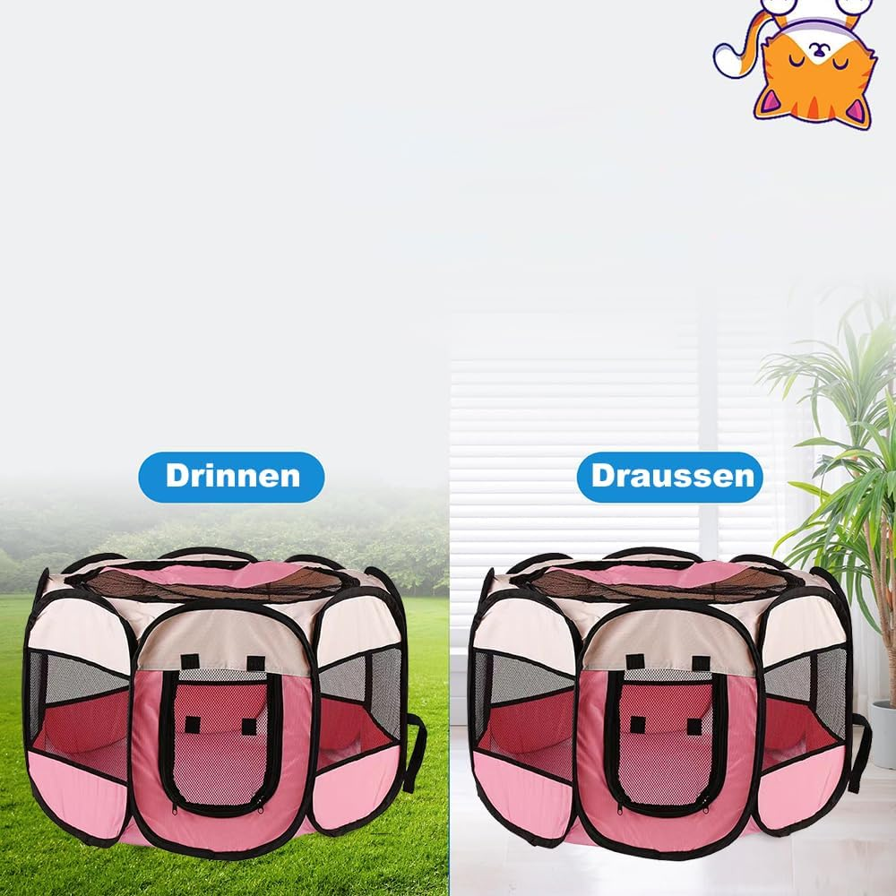 Duscdesp Portable Pet Dog Fence, Playpen Dog Products for Indoor and Outdoor Use, Waterproof Oxford Cloth Puppy Playpen, Suitable for Small Cats, Dogs, Rabbits (S-Blue) image number 3