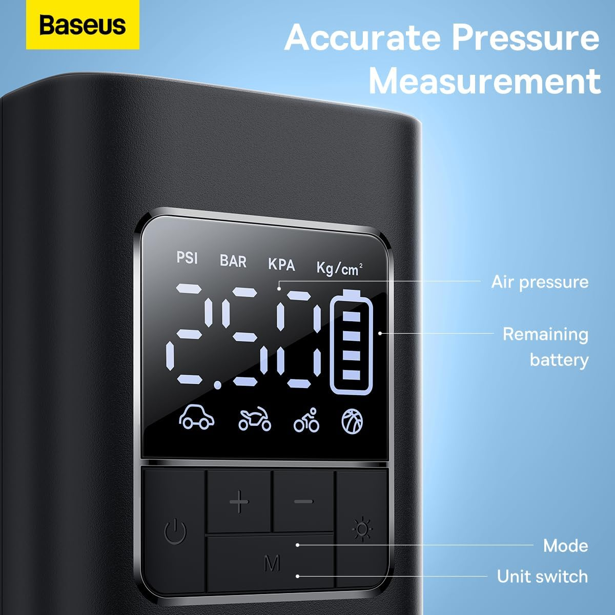 Baseus Super Mini Pro Wireless Inflator Pump, Black image number 3