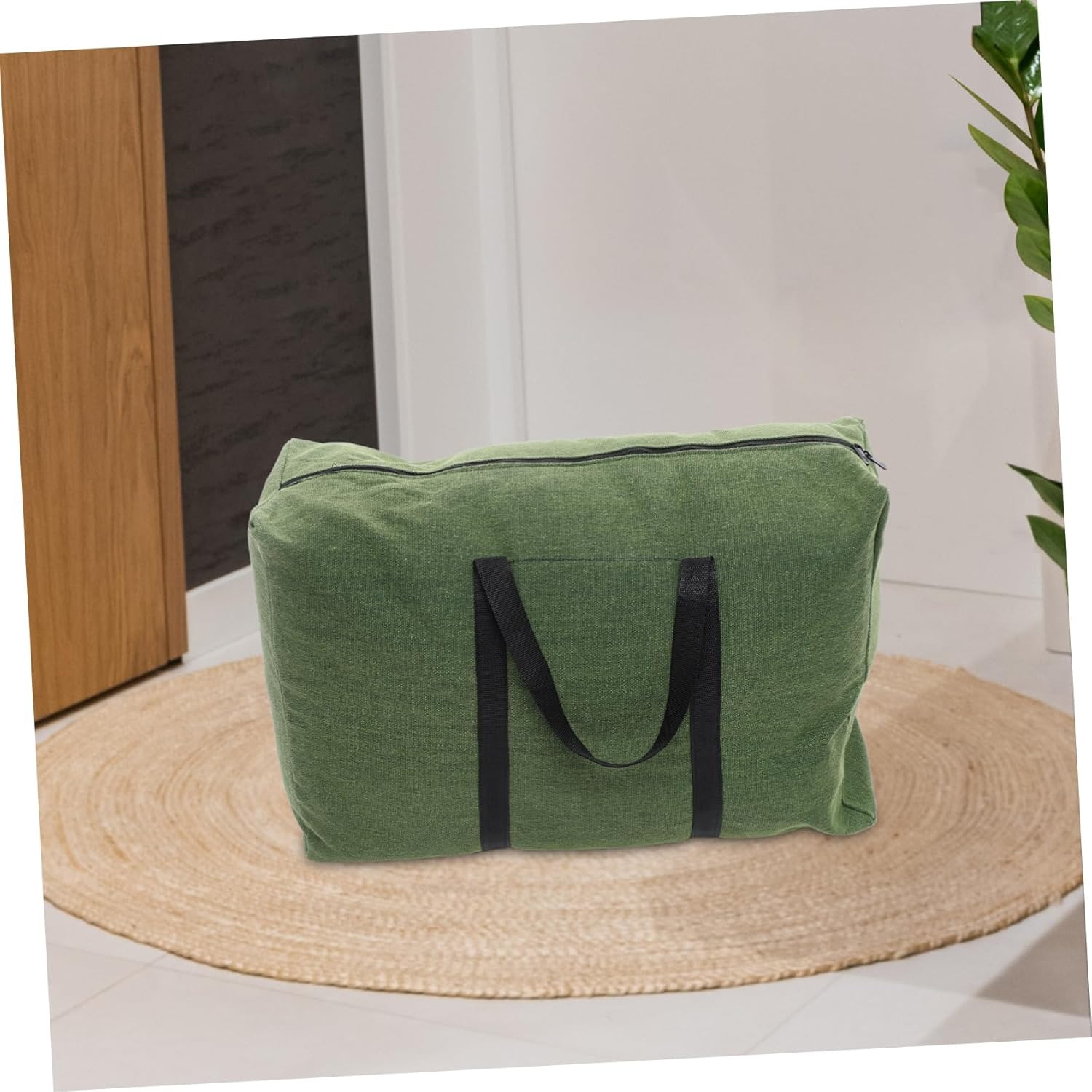 WHAMVOX Large Capacity Canvas Duffel Bag with Handle, Olive Green Travel Weekender Bag for Luggage Storage and Carrying Clothes, Thickened Military-Style, Suitable for Travel and Moving Random Color