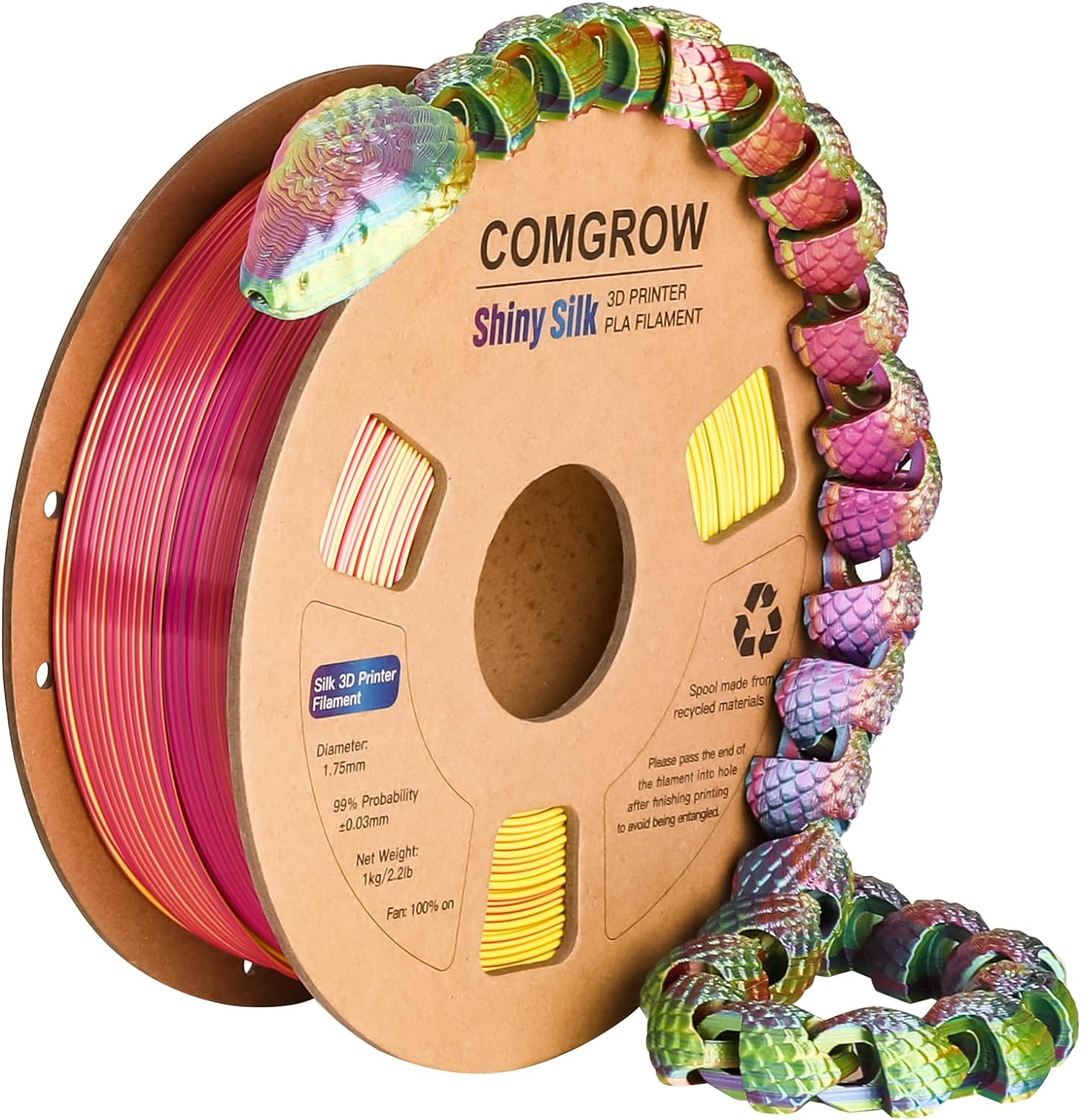 Comgrow Creality PLA 3D Printer Filament, Dimensional Accuracy +/- 0.02 Mm,1.75Mm 1 Kg Spool, Red for Ender3 CR-10 - Red Rainbow image number 6