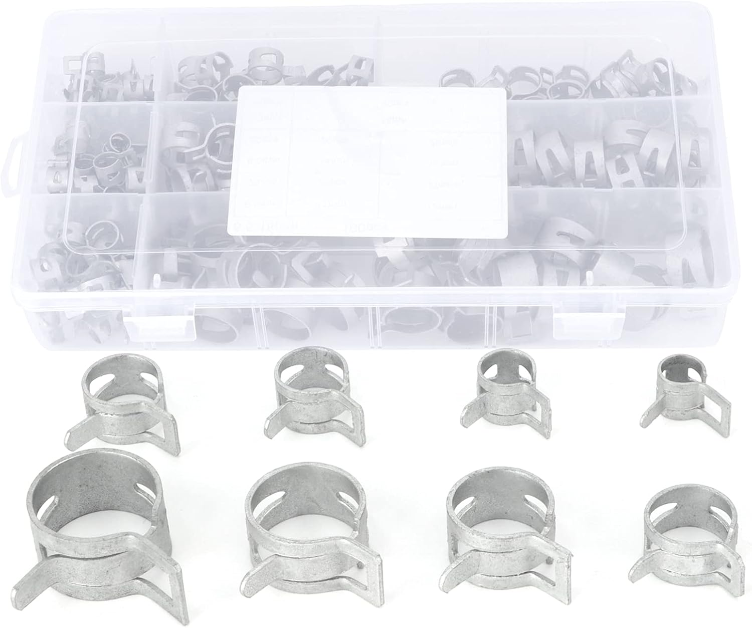 Joyzan Spring Band Hose Clamps, Stainless Steel Silicone Vacuum Hose Assortment Kit Fuel Line Air Tube Water Pipe Clip Fasteners 6.5Mm 8Mm 10Mm 11Mm 12Mm 14Mm 16Mm 18Mm 160Pcs image number 3