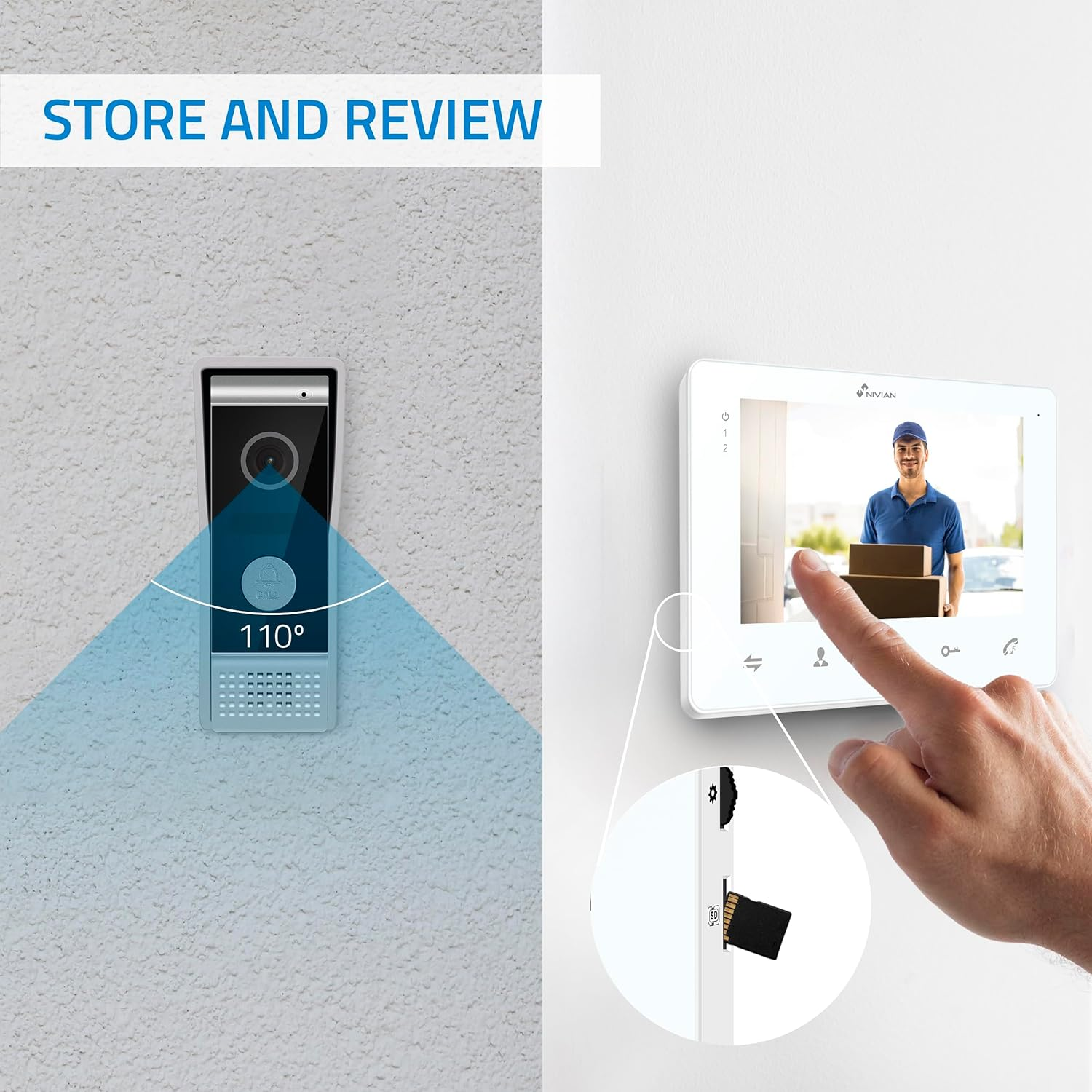 NIVIAN 2 Wire Video Door Intercom Analog with 7" Monitor, HQ Indoor Display with Bi-Directional Audio, IP65 Outdoor Plate with Night Vision, Electric Door Opener, Smart Security image number 2