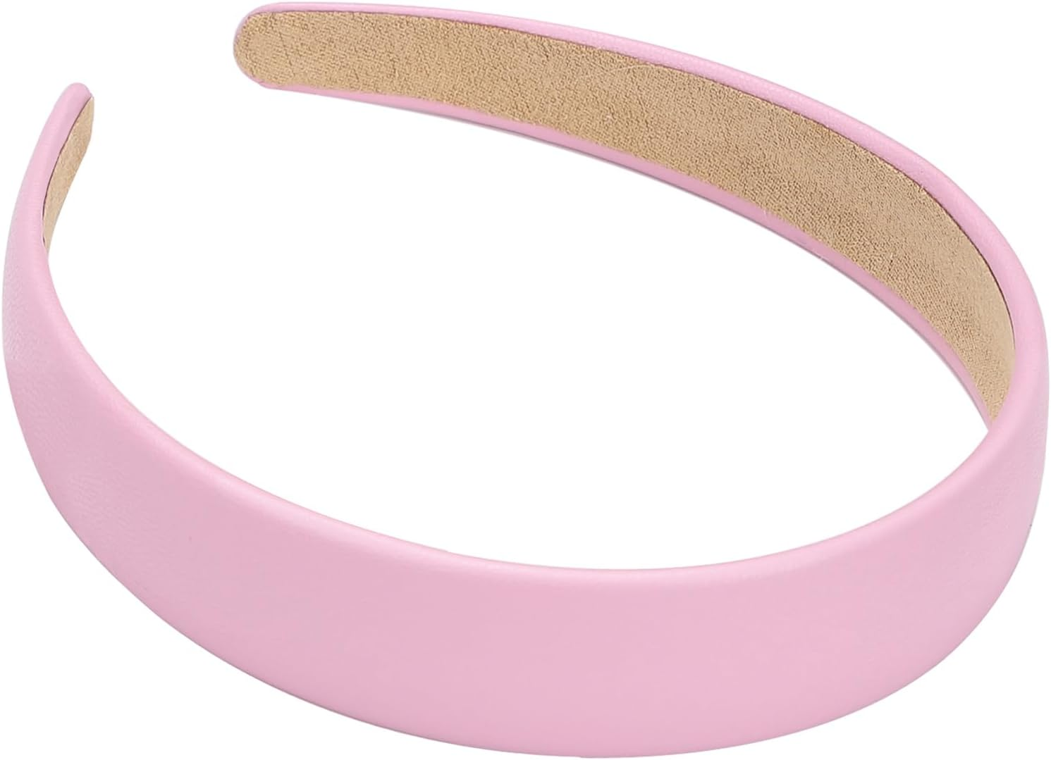 Wantgor 1 Inch PU Leather Headband, Wide Padded Hairband Fashion Hair Bands Cute Womens Headbands Holiday DIY Hair Accessories (Pink)