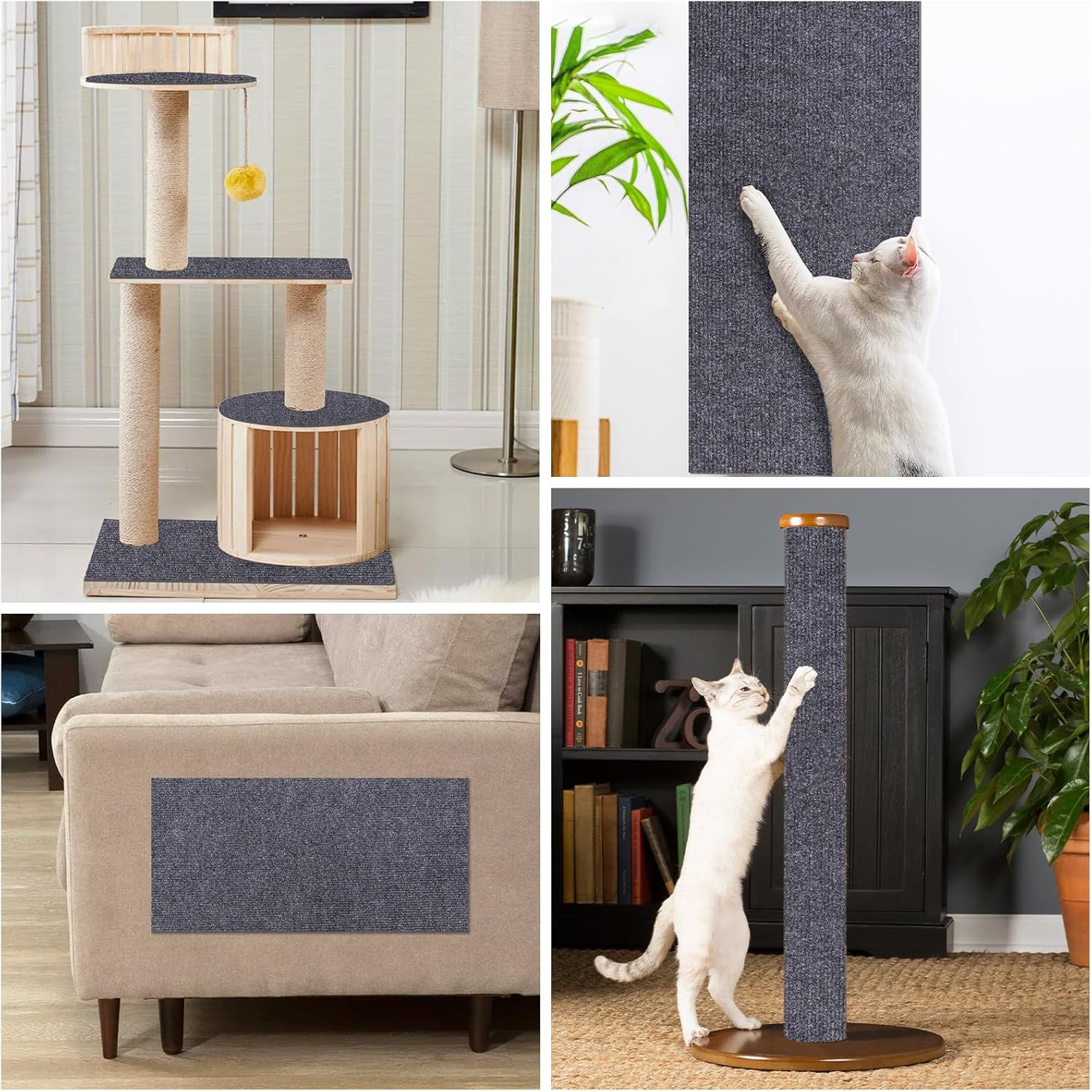 XANGNIER DIY Climbing Cat Scratcher Mat,3 Pack Trimmable Self Adhesive Cat Scratching Pads,23.6"X11.7"Cat Scratching Protector Board for Couch Furniture Wall Corner Cat Tree Post Carpet Shelf Shelves image number 2