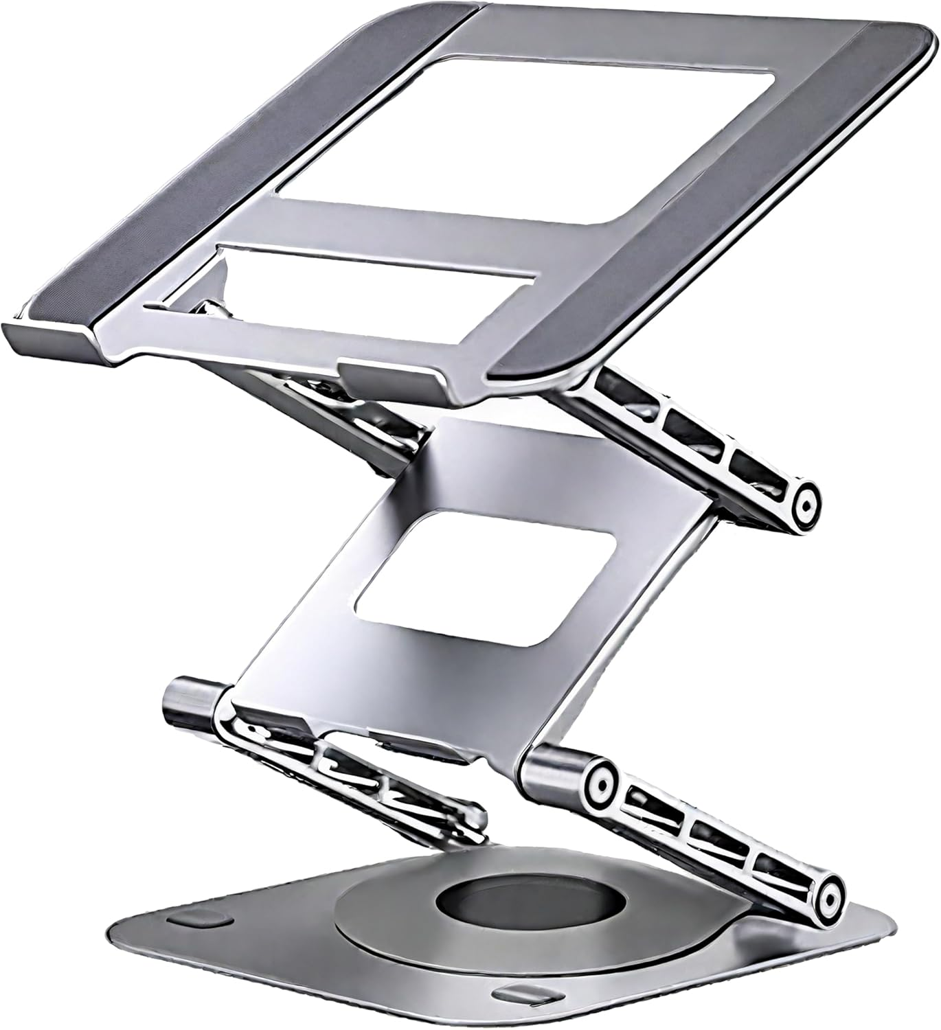 ALUCKKEY Laptop Stand for Desk, 360&deg; Swivel Base Foldable Laptop Riser and Phone Holder for up to 17.3 Inch Laptops Tablet, Pad, Good Posture Riser Compatible with Air, Pro, Dell, HP, Lenovo, Silver