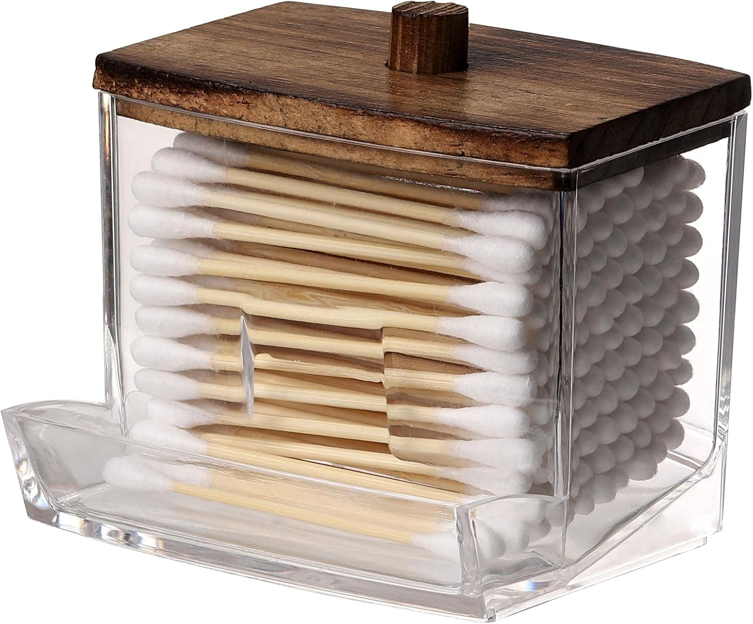 Tbestmax 4 Pack Qtip Holder - Restroom Bathroom Organizers with Clear Plastic Apothecary Jars for Cotton Swab, round Pads, Floss