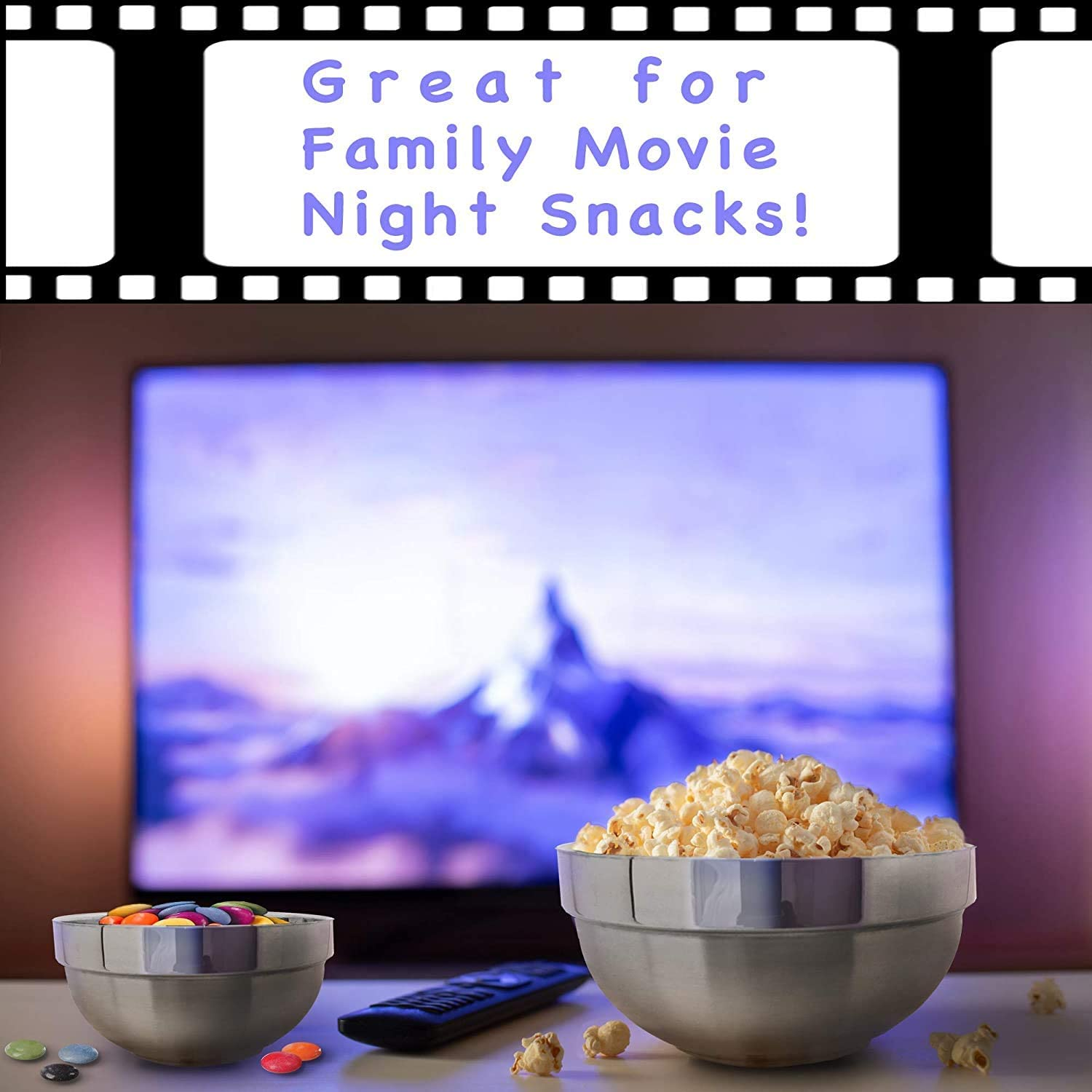 Qcfang Stainless Steel Mixing Bowls 4 Pack Heat Insulated Metal Bowls Set for Kids and Adults Double Walled Multipurpose Bowls for Cereal, Soup, Ice Cream, Rice, Noodles, Salad, Snacks (Round) image number 4