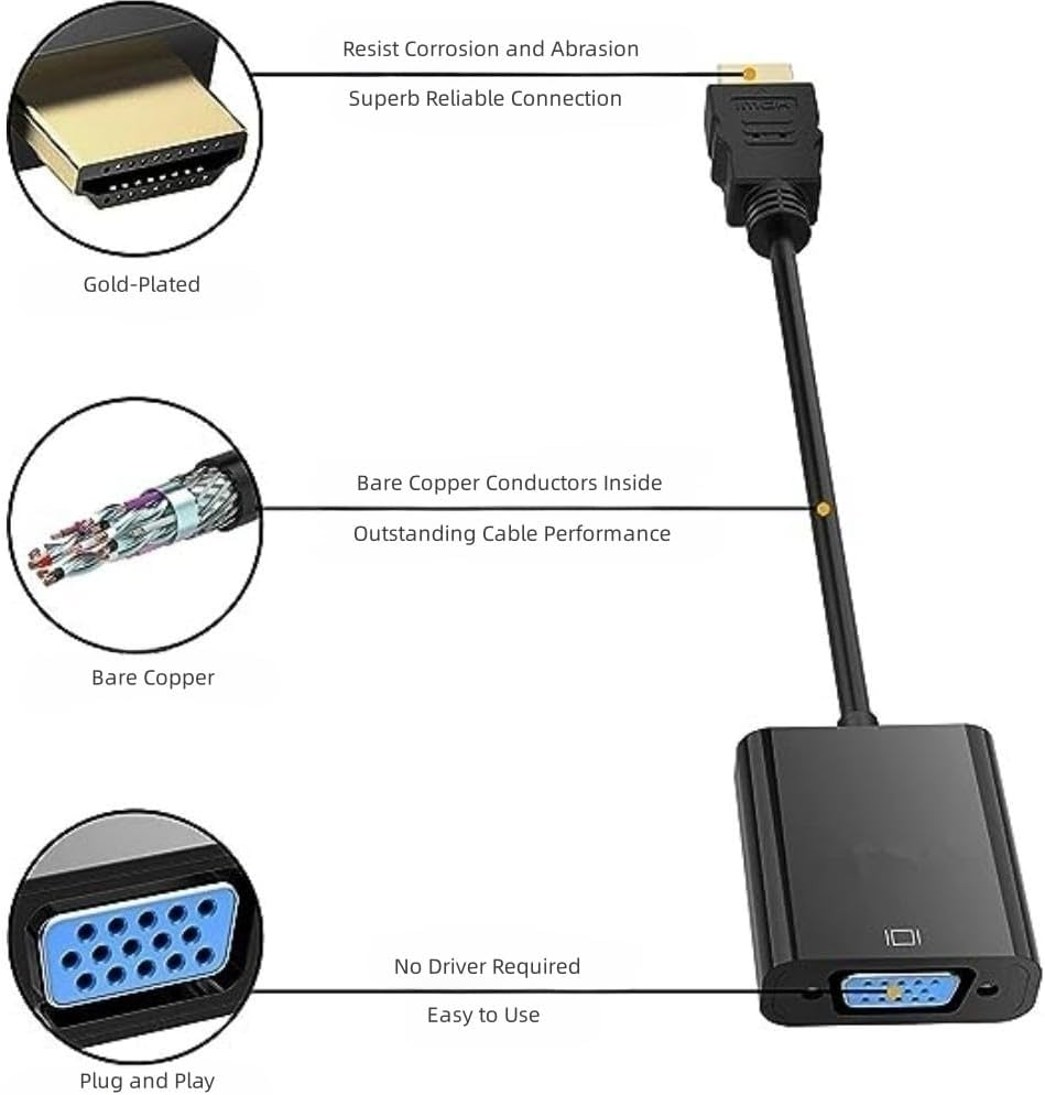 Displayport to VGA Adapter Display Monitor Converter Cable Adapter for Computer PC Desktop Laptop Projector image number 1