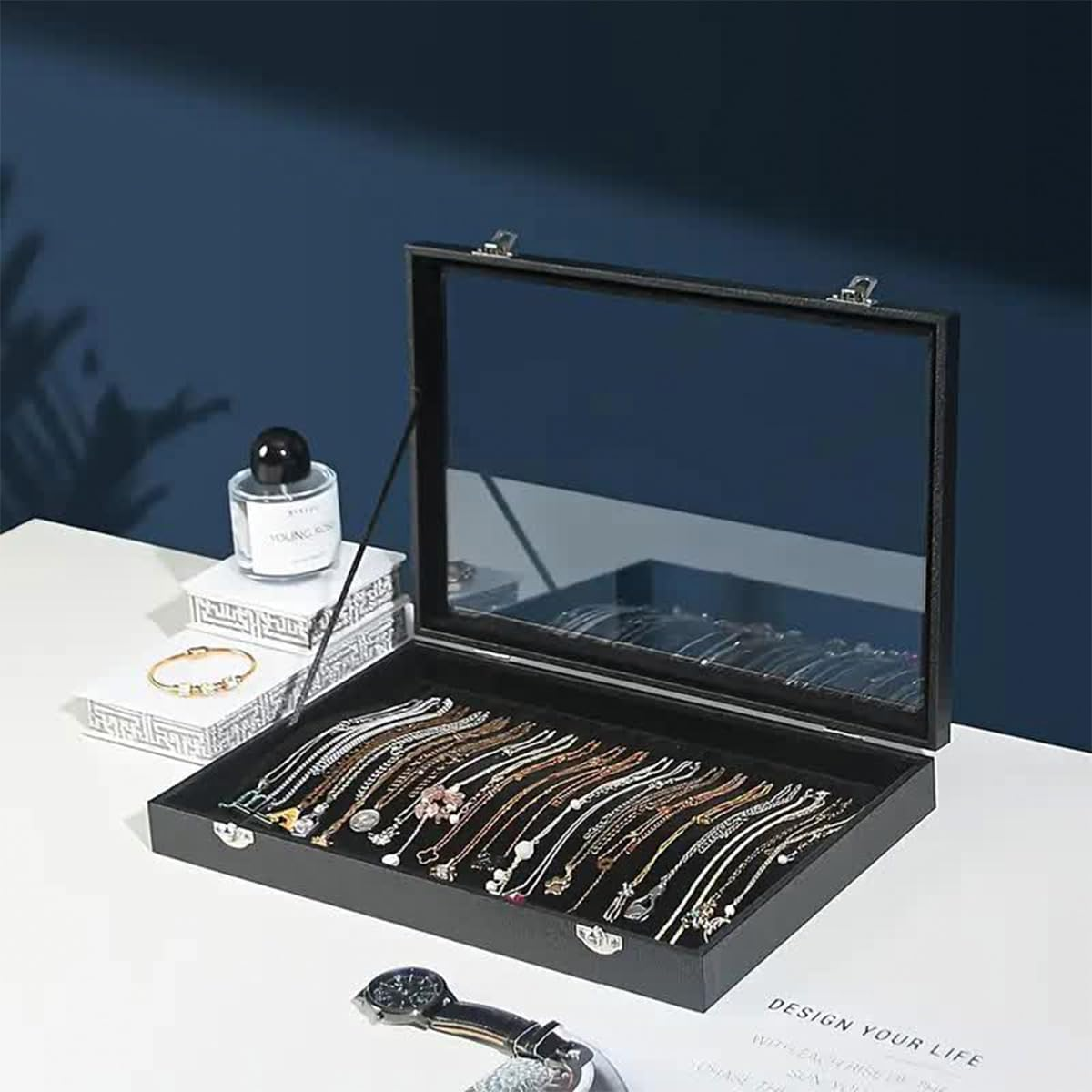 Black Jewellery Box, Jewellery Organiser, Earring Holder, Ring Stand, Necklace Display image number 4