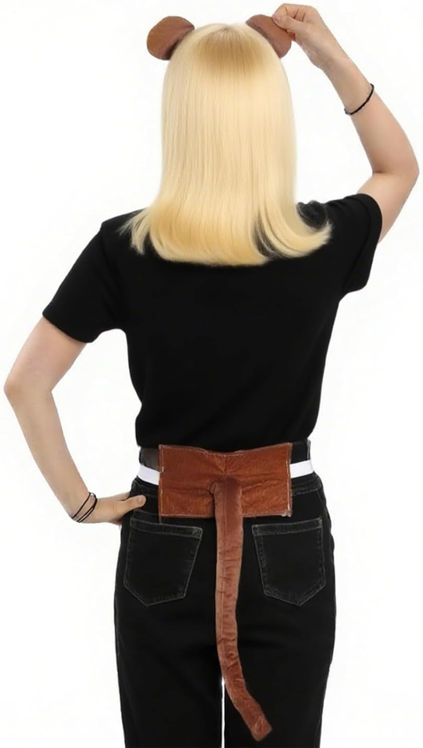 OJIOUI 3Pcs Monkey Costume Set for Women Monkey Ears Headband and Tail Bow Tie Animal Costume for Halloween Party Dress Up image number 2