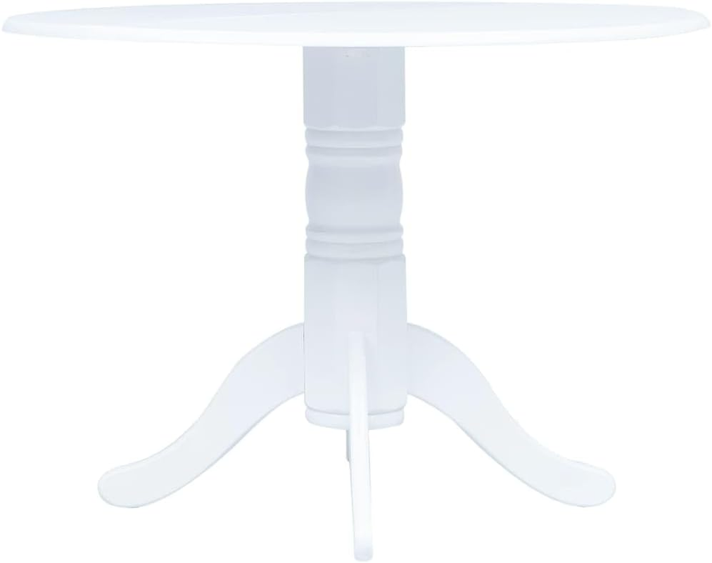 'Vidaxl round Dining Table in White - 106 Cm Diameter - Solid Rubberwood and MDF Construction - Scandinavian/Farmhouse Style