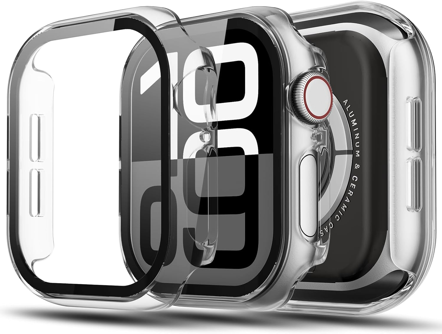 TGKML Pack of 2 Compatible with Apple Watch SE 2/SE/6/5/4 Protective Case with Screen Protector 44 Mm, Hard Case Built-In Scratch-Resistant Tempered Glass Screen Protector for Iwatch 44 Mm,