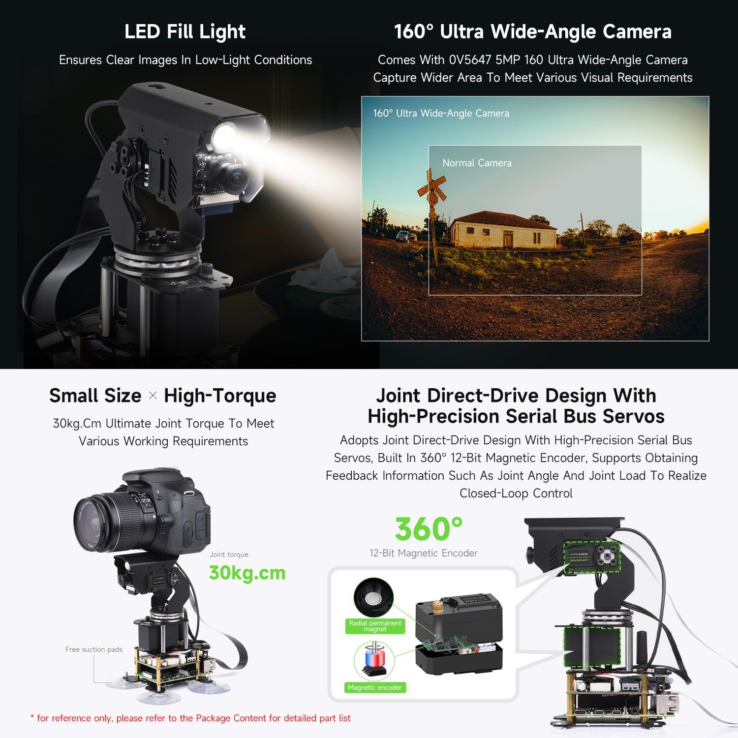 Waveshare 360&deg; Omnidirectional High-Torque 2-Axis Expandable Pan-Tilt Camera Module, Compatible with Raspberry Pi 4B / 5, Driven by Serial Bus Servos, Based on General Driver Board for Robots image number 3