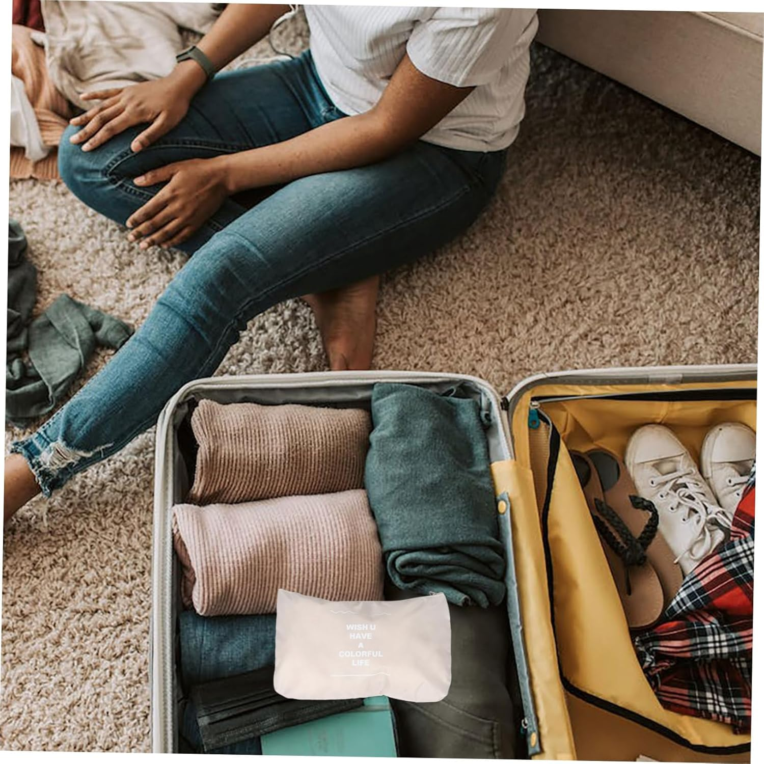 ROMISBABA 7Pcs Travel Essentials Packing Organizer Suitcase Packing Bags Luggage Divider Pouches Compression Storage Bag Travel Organizer for Clothes