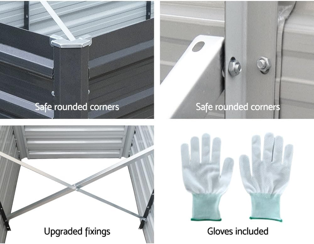 2X Galvanised Steel Raised Garden Bed Instant Planter 160 X 80 X 77Cm Aluminium image number 3