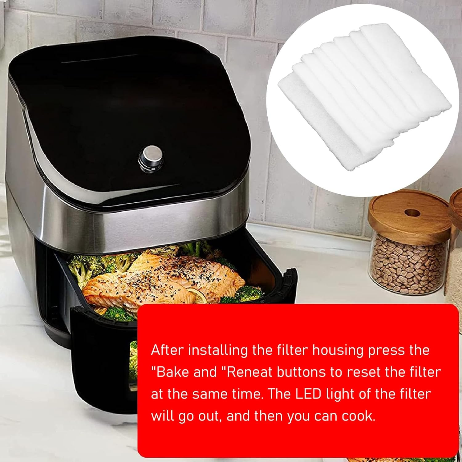 8PCS Fryer Replacement Filter for Instant Vortex plus 6 Quart Fryer with Clearcook Odorerase, Fiber Air Fryer Replacement Filter Durable Air Fryer Accessories Replacement Filters image number 4