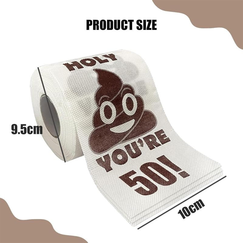 AIMALL Funny Toilet Paper Roll, 40Th & 50Th Birthday Prank Decoration, Humorous Gag for Men and Women, Wood Pulp, 3.74 X 3.94 Inches