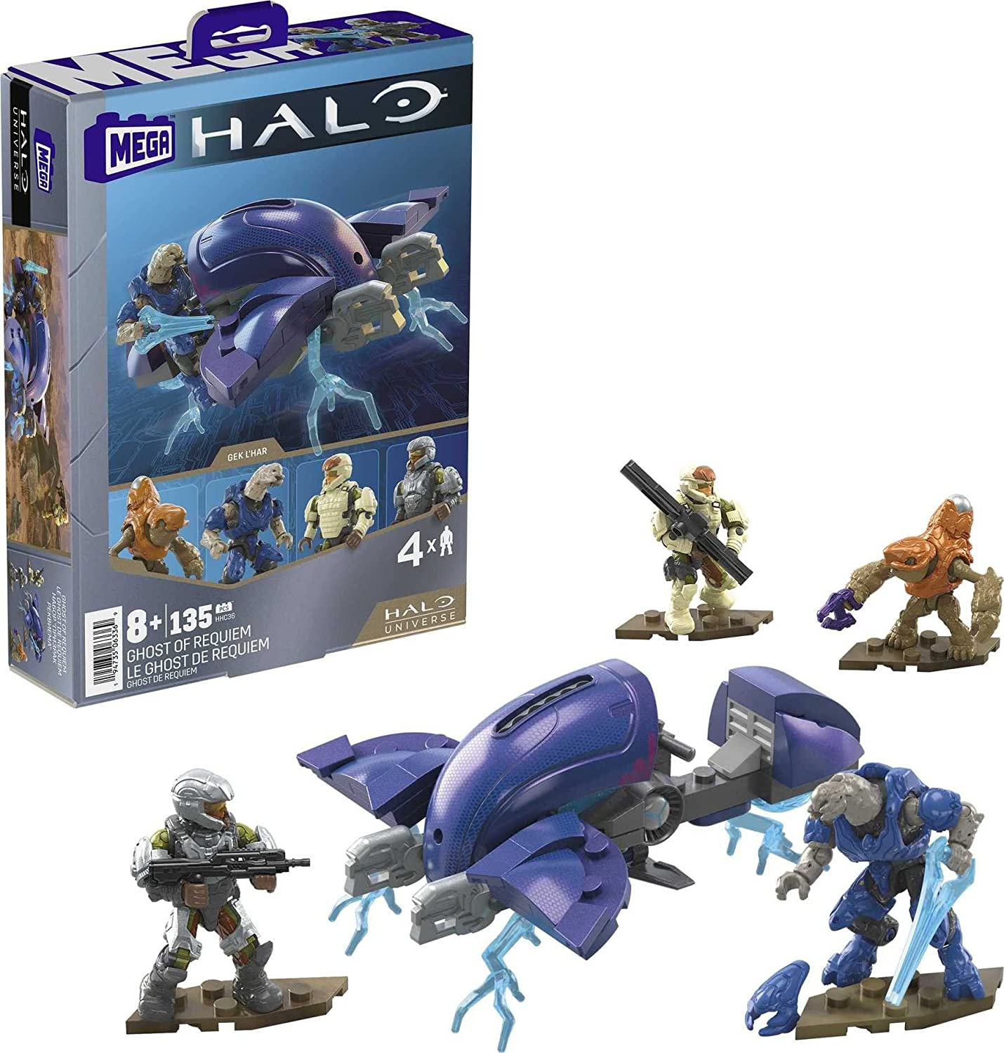 Mega Brands Halo Ghost of Requiem Vehicle Halo Universe Construction Set, Building Toys for Boys, Ages 8+, Multicolor (HHC36)