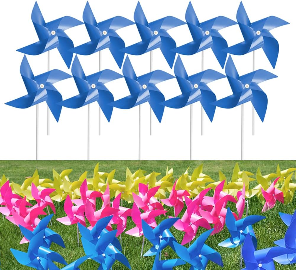 100 Pcs Pinwheels, Dark Blue Color Wind Spinners and Party Favors Gifts for Kids, Outdoor Decorational Pinwheels for Yard and Garden(Dark Blue) image number 2