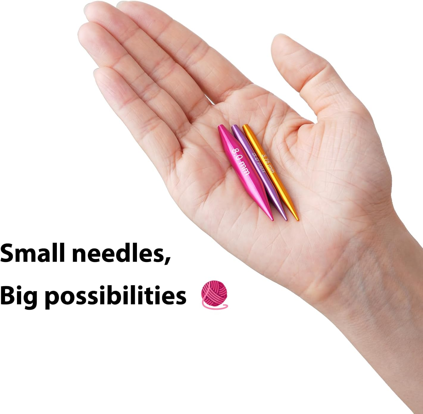 Guclud Short Interchangeable Knitting Needles Set 2-Inch Shorties Circular Knitting Needles for Sock, Sizes US 2.5, 3, 4, 5, 6, 7, 8, 9, 10, 10.5, 11 with Cables, Accessories and Case (12 Pairs) image number 2