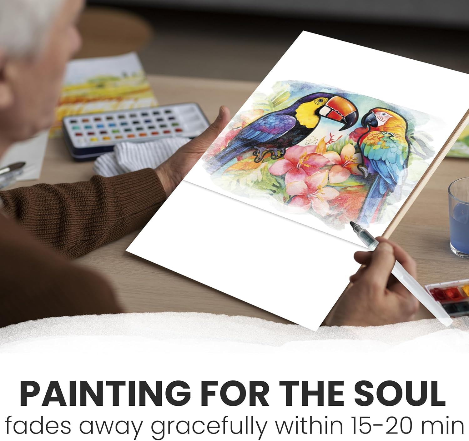 QUOKKA 10PACK Water Painting Dementia Activities for Seniors - Tropics Vacation Memories - Alzheimers Products for Elderly - Activities for People with Dementia - Crafts for Seniors - Songbird Serenity image number 5