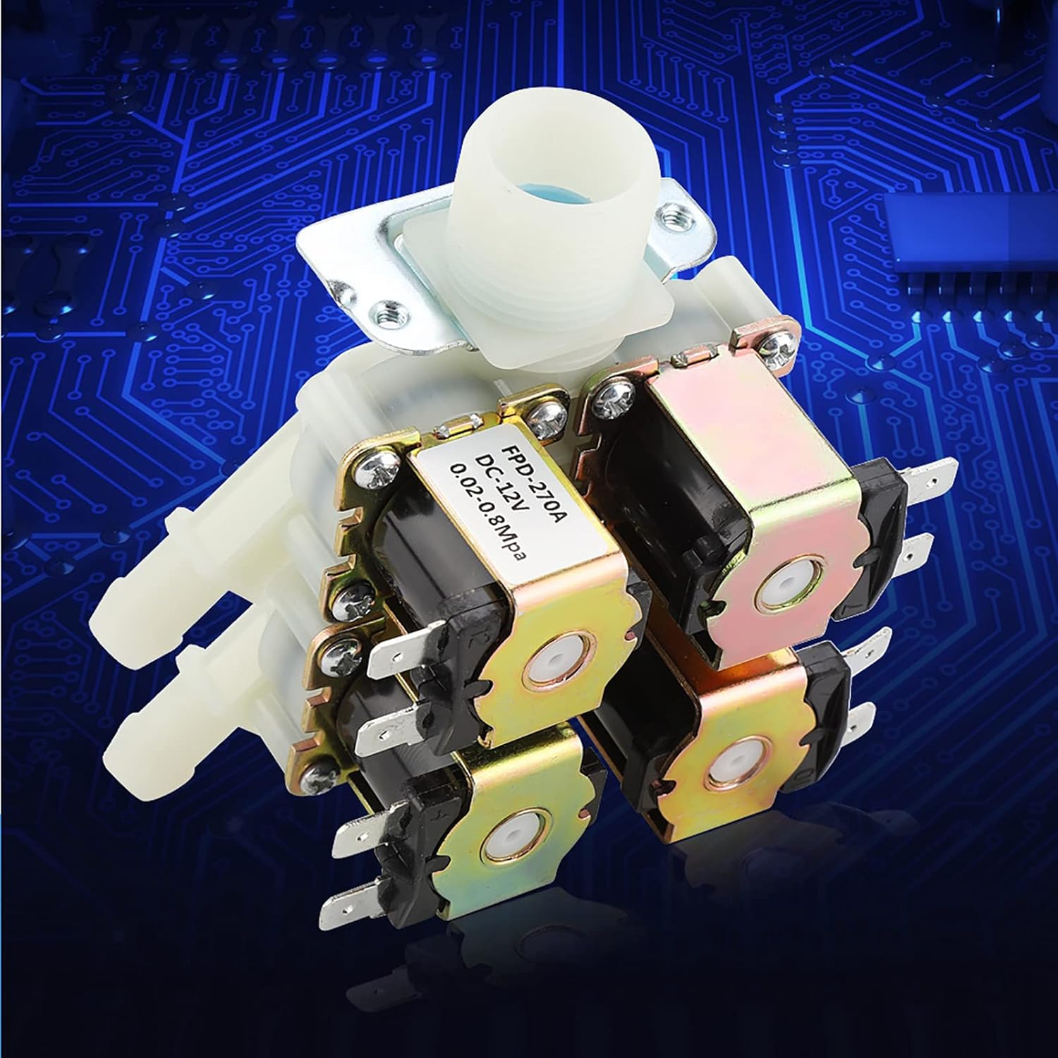 1 in 4 Out Plastic Electromagnetic Valve, DC 12V DN20 G3/4 Normally Closed Water Drain Valve, for Water Drain image number 3