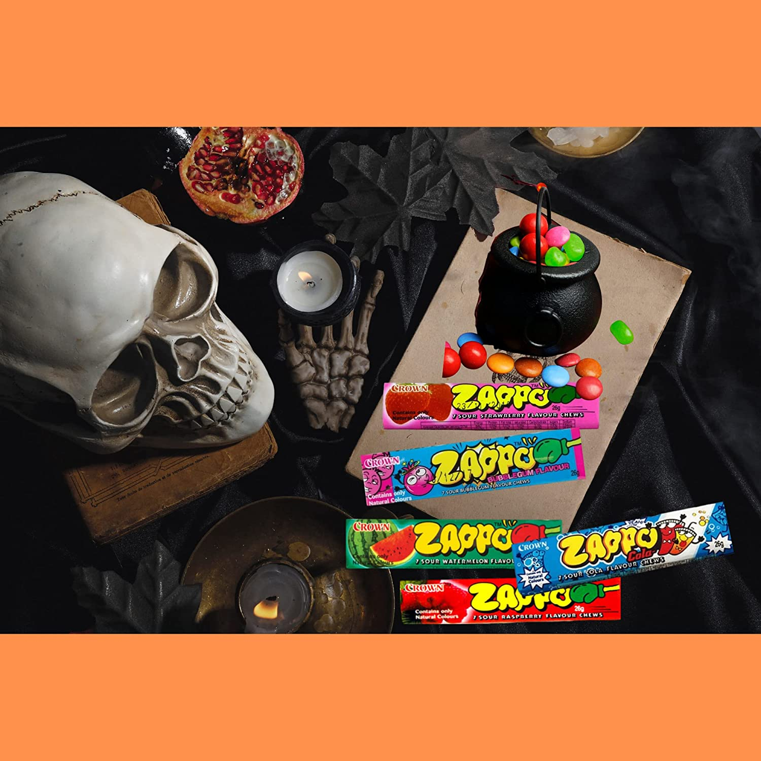 Zappo Chews Variety Pack - 21 Assorted Flavours - All-Natural Coloured Chews - 26G per Pack - Bulk Value Pack for Parties, Holidays, Games and Movie Nights, and Halloween Treats - Classic Sweets in a Box image number 3