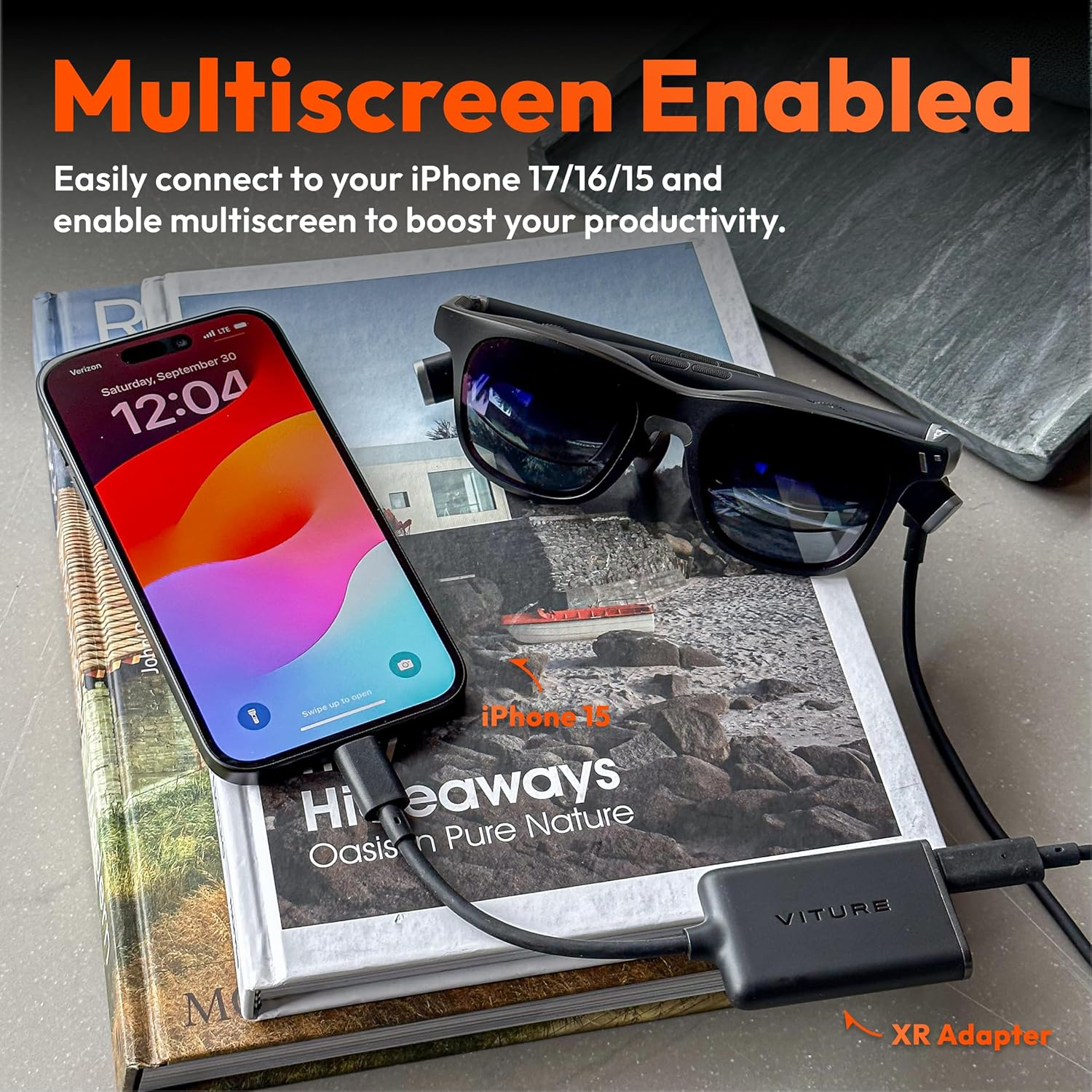 VITURE USB- C XR Charging Adapter for USB-C Iphone, Enabling Multi-Screen, Enhanced 3Dof, Spatial 3D, VR Video Features, Fits Iphone 17/16/15, Charge and Play for Other Devices image number 4