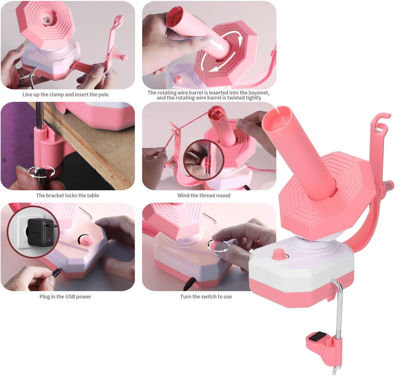 Yarn Winder, Electric Yarn Ball Winder for Crocheting, save Time and Effort, Yarn Spinner with USB Interface, Yarn Winder Wool, the Helper for Knitting Enthusiast image number 2