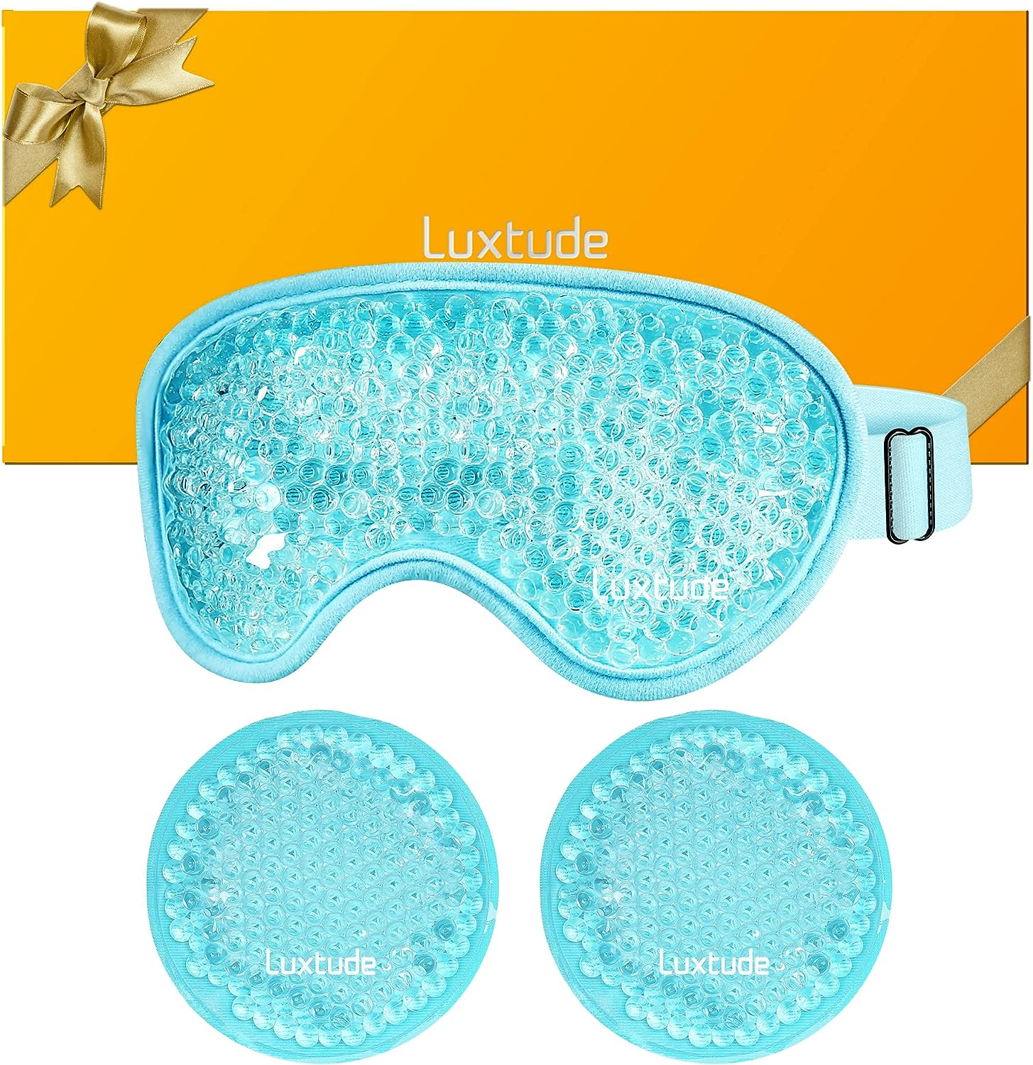 Luxtude Gel Eye Mask Cooling Eye Masks for Dry Eyes, Hot Cold Eye Ice Pack Reusable Gel Sleeping Mask, Frozen Cold Eye Compress for Puffiness/Dark Circles/Headaches/Skincare/Pain Relief (Blue)