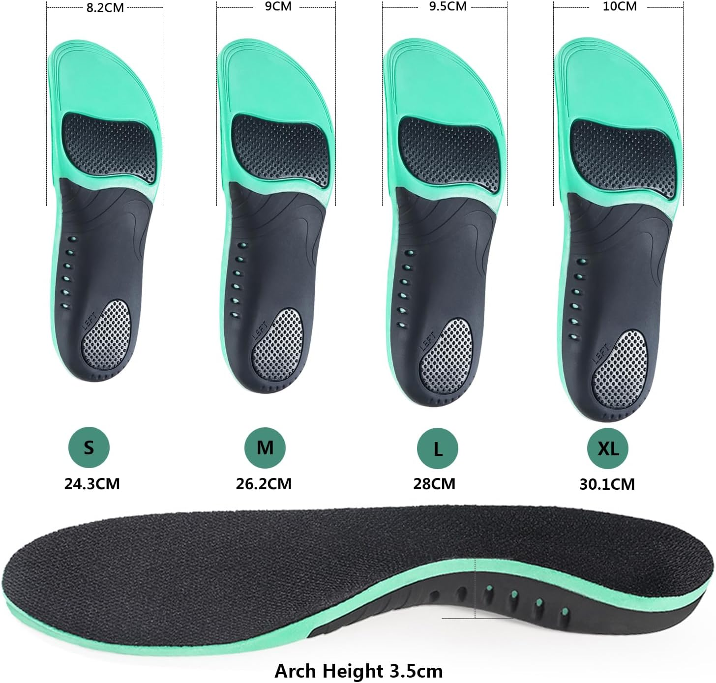 Arch Support Orthotic Insoles, Feet Insoles for Plantar Fasciitis, Arch Support for Treating Heel Pain and Heel Spurs, Men and Women S(EU 35-37) image number 5