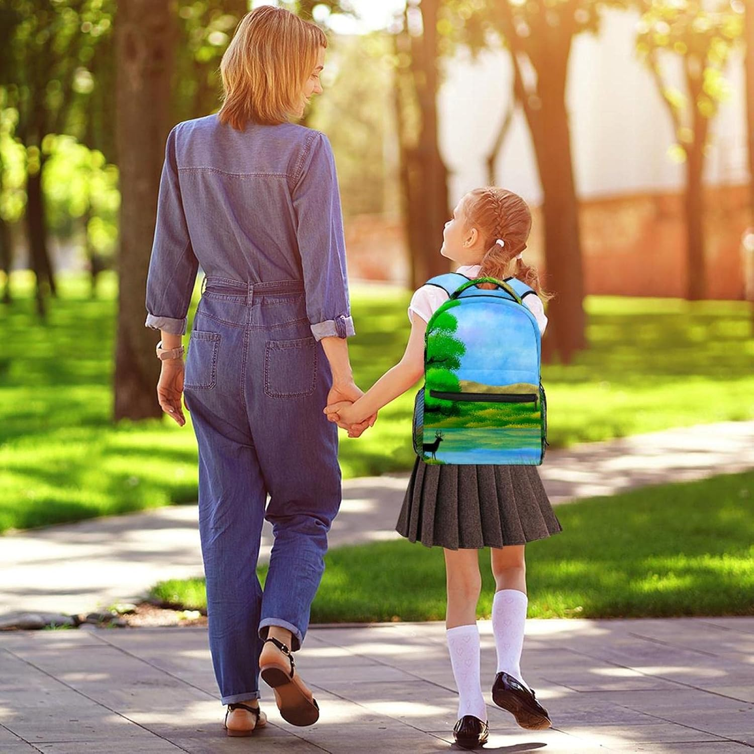 Landscape by the River Backpack Students Shoulder Bags Travel Bag College School Tote Backpacks image number 4