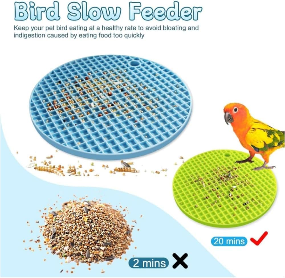 Goxfaca 2 Bird Foraging Toys, Interactive Puzzle Pads, and Food Retarders Are Suitable For, Phoenixes, Cone-Tailed, Tiger-Striped Parrots, and African Grey (Blue + Grey) image number 4