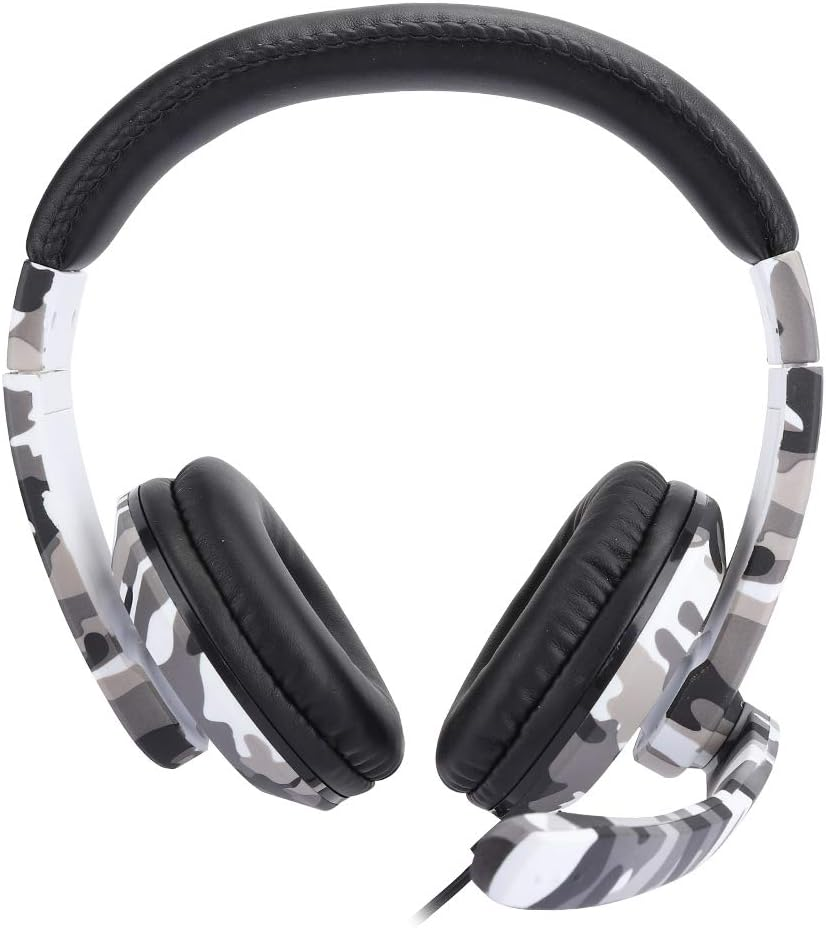 PC Gaming Headphone,3.5Mm Plug Ergonomic Head-Mounted Headset Noise Isolation Gaming Earphone for PS4, PC, Etc - White Camouflage image number 4