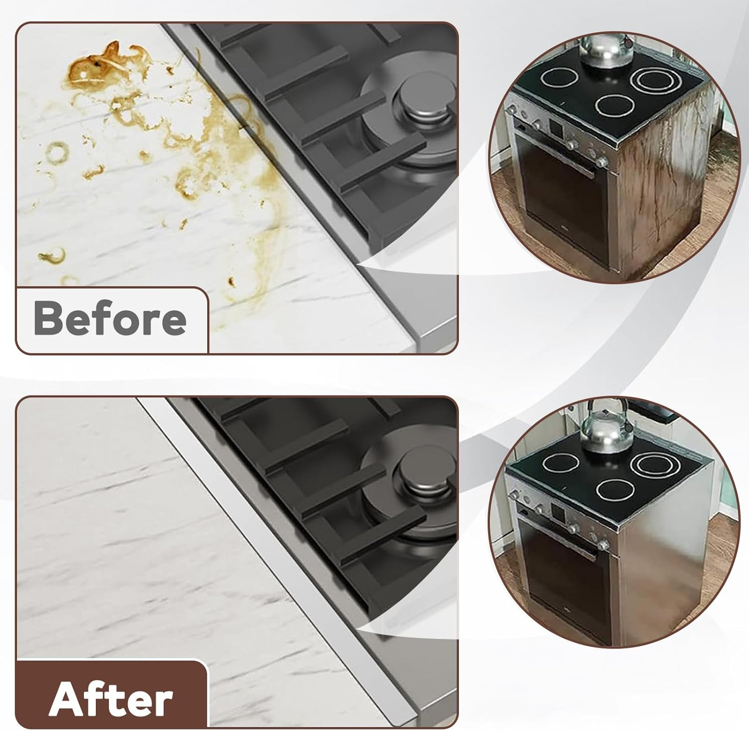 2 Pack Stove Gap Covers 35-69Cm Extendable Stainless Steel Stove Gap Filler Heat Resistant Oven Side Gap Fillers Fills the Gap between Cooktop and Kitchen Bench (Silver) - Black image number 3