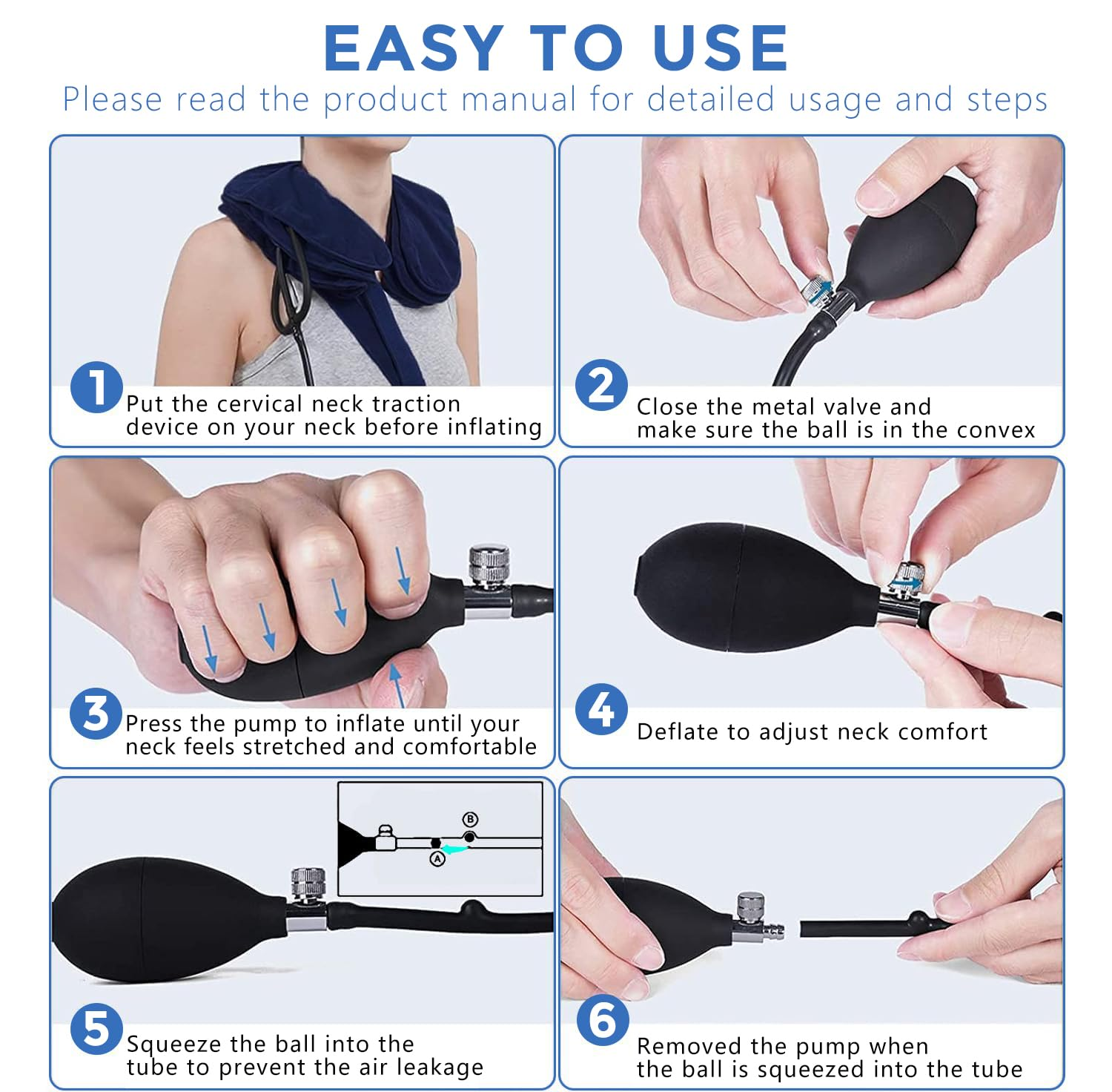 RAFSUN Neck Stretcher - Adjustable Cervical Traction Device for Neck Pain Relief, Inflatable Neck Brace for Spine Alignment & Decompression at Home image number 4